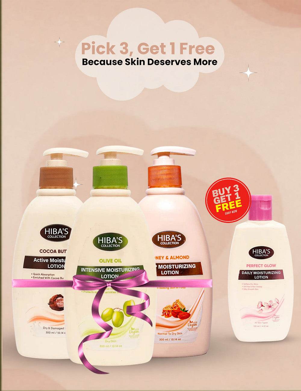 Moisturizing Lotion Pack (3+1) - Hiba's Collection