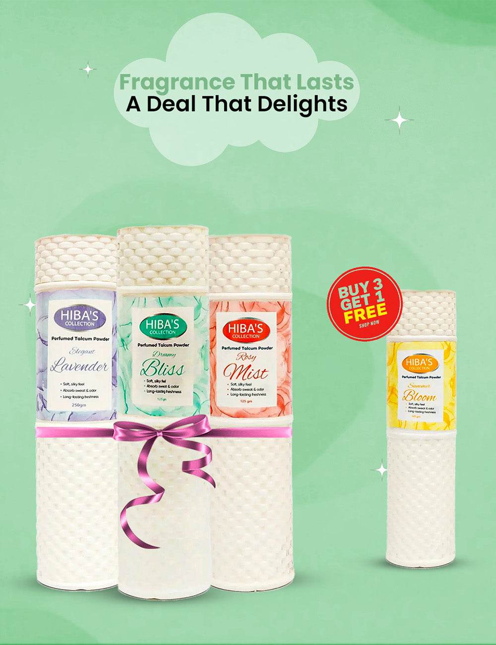 Talcum Powder Pack (3+1) - Hiba's Collection
