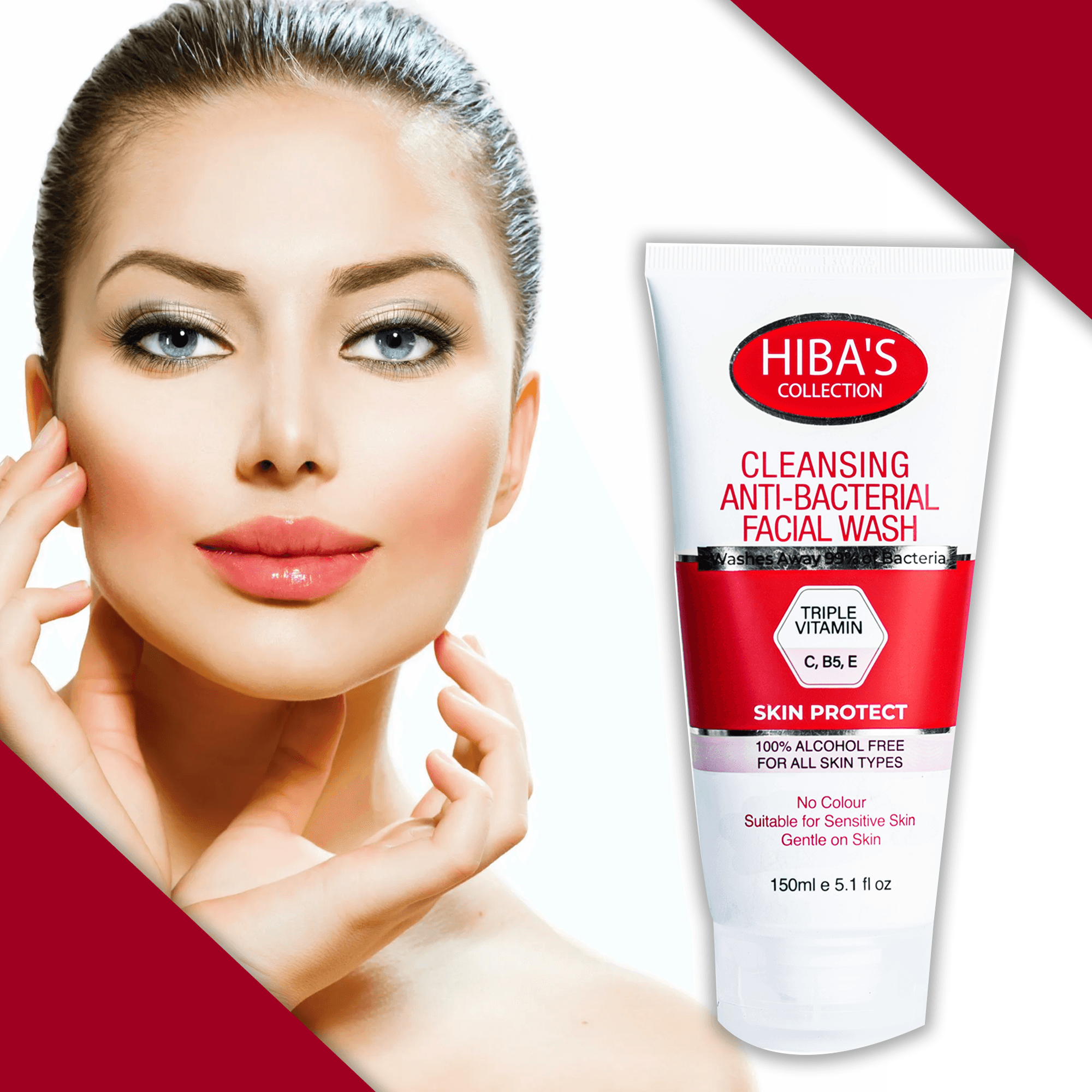 Hiba's Collection(Cleansing Anti-Bacterial) Facial Wash 150ml - Hiba's Collection
