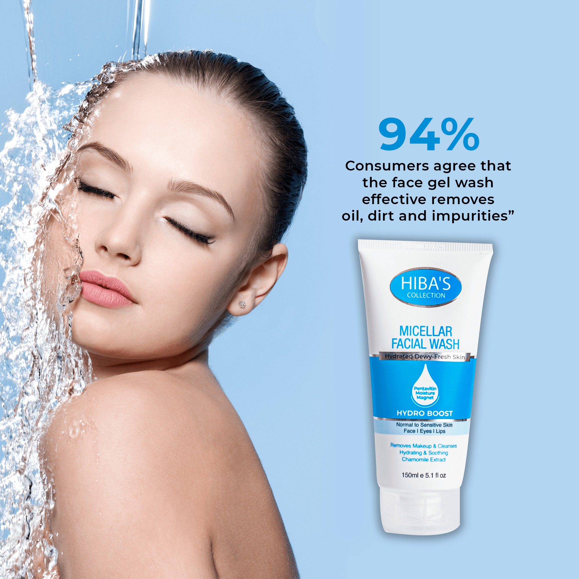 Hiba's Collection (Micellar) Facial Wash 150ml - Hiba's Collection