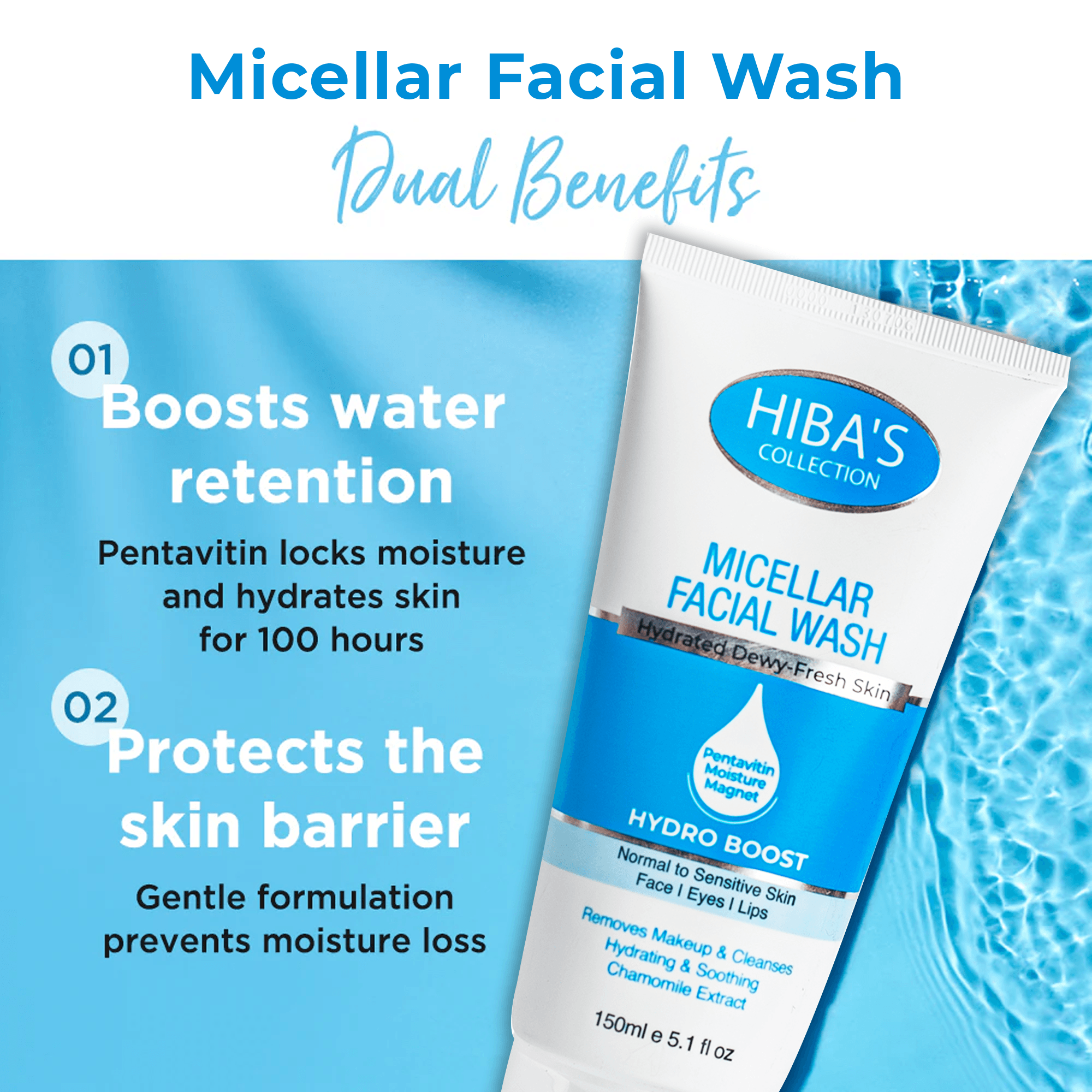 Hiba's Collection (Micellar) Facial Wash 150ml - Hiba's Collection