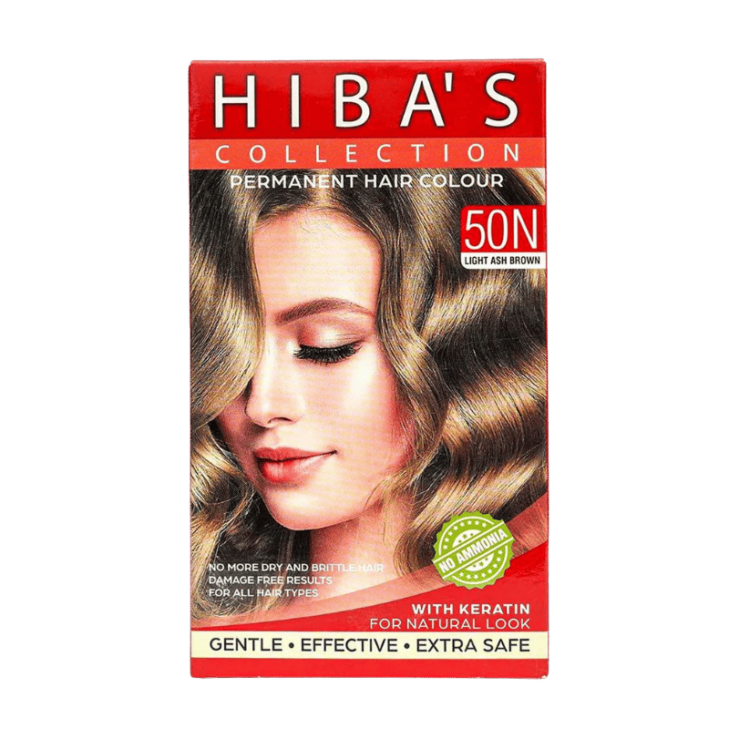 Hiba's Collection Hair Color 50N Light ASH Brown (60-ml)