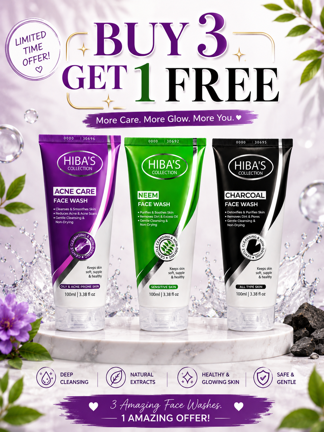 Buy 3 Face Washes, Get 1 Free